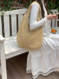 Svea Borsa tote in rattan intrecciato