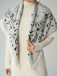 Terry Sciarpa Quadrata in Maglia con Frange