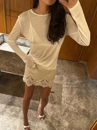 Minigonna Thalia in raso con pizzo