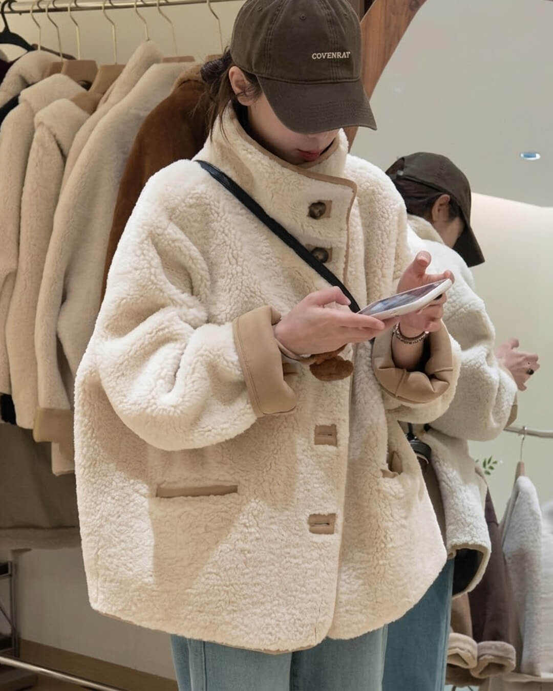 ZEYA - Tiara Stand Collar Faux Fur Coat