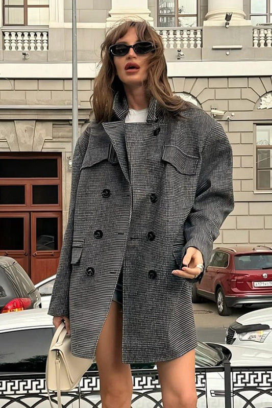 ZEYA - Trisha Houndstooth Long Coat