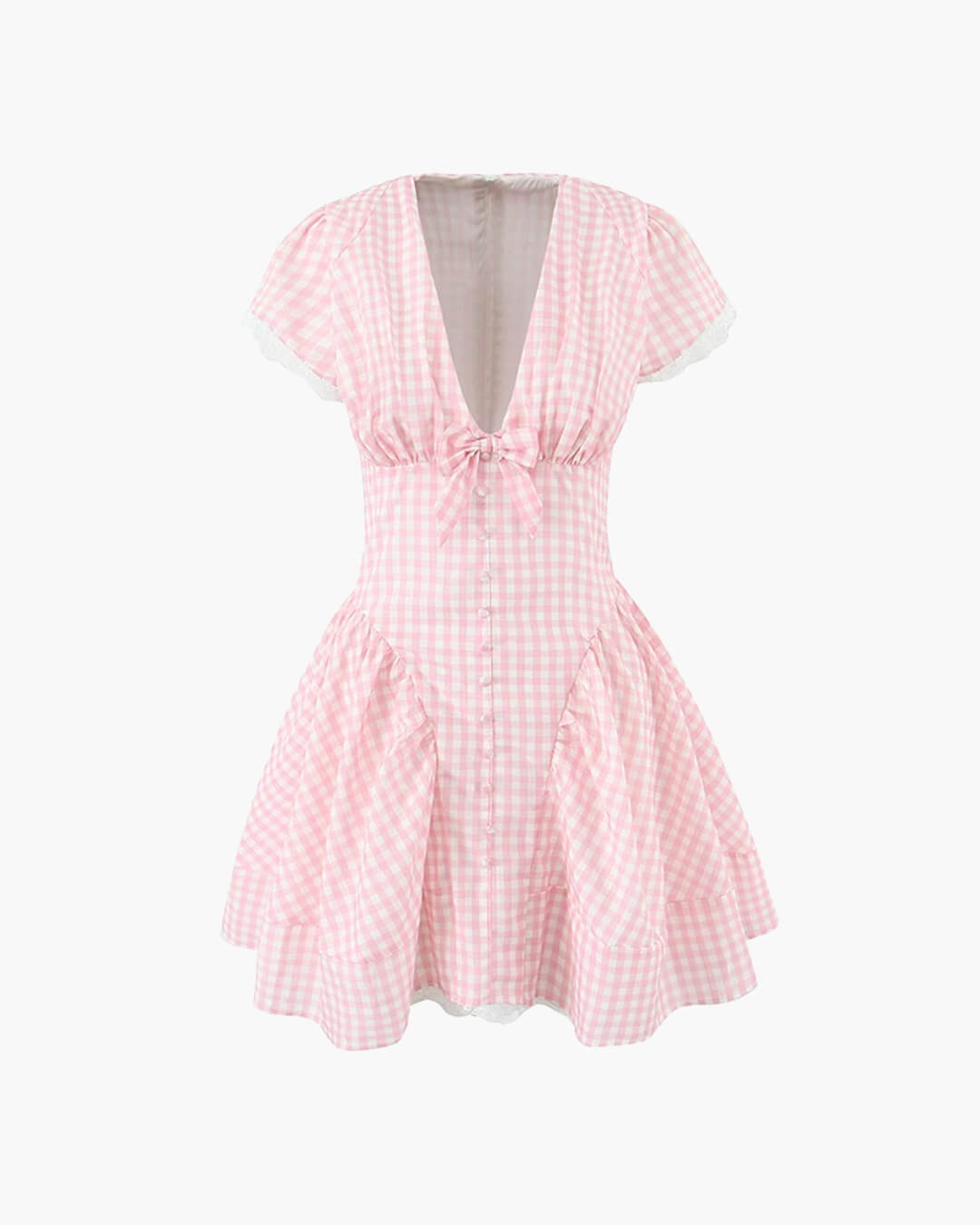 ZEYA - Vesna Pink Plaid Bow Mini Dress