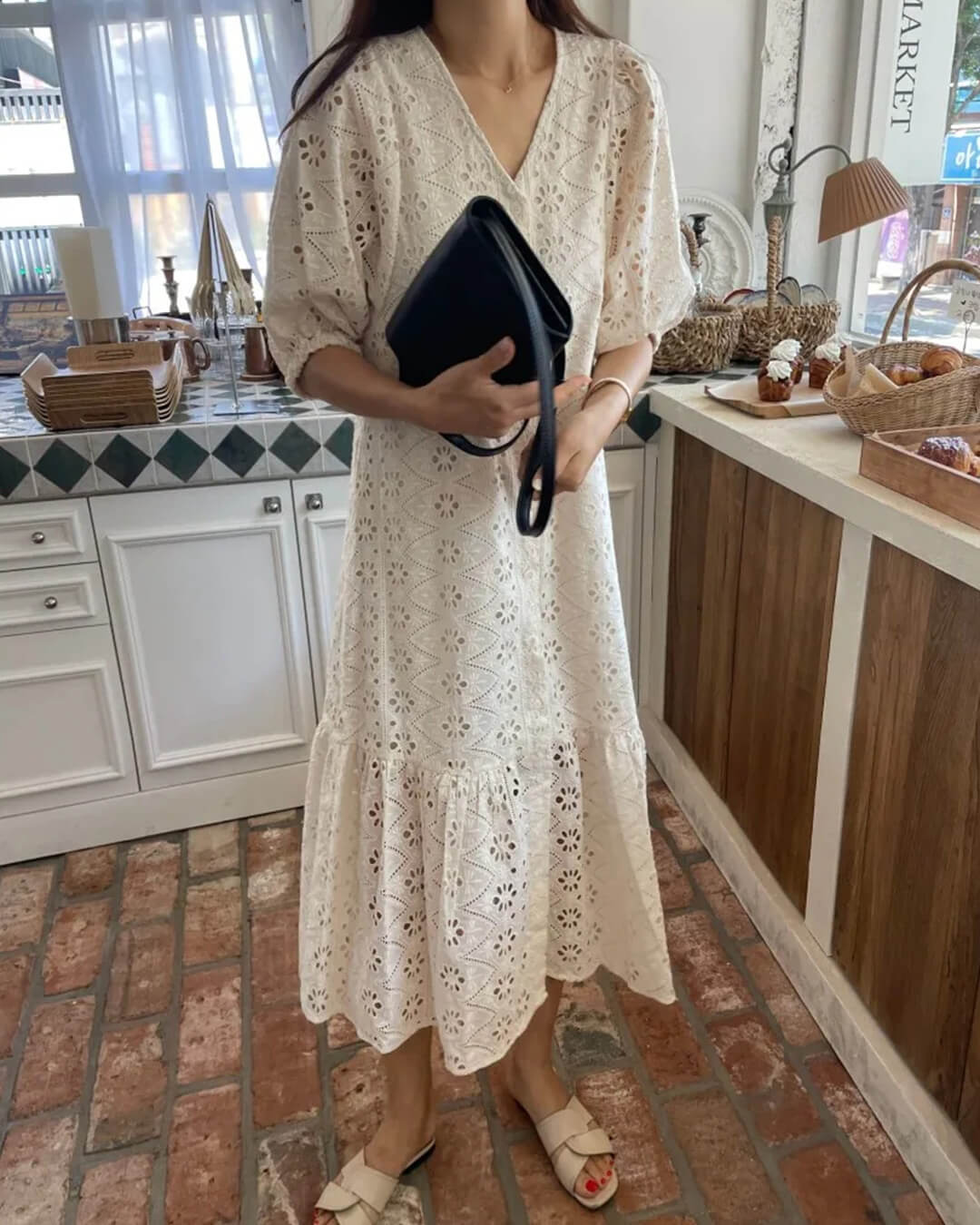 ZEYA - Zelia V - Neck Embroidered Maxi Dress